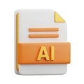 3d ai file icon represents adobe illustrator design files and creative software isolated on white background Royalty Free Stock Photo