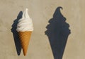 Vanilla Soft-Serve Ice Cream Cone with Dramatic Shadow â Playful Light and Summer Dessert Concept Royalty Free Stock Photo