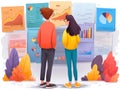 A visually engaging image of two individuals discussing or presenting data in a business, academic, or strategy meeting