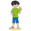 Visually impaired boy person, with dark glasses