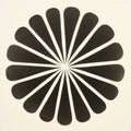 Visually Rhythmic Black Sunshaped Drawing In Mid-century Style