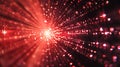Abstract red data burst with light rays, matrix style arrangement, futuristic high tech visuals Royalty Free Stock Photo