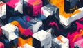 Vibrant Abstract Cubes with Dynamic Swirling Patterns and Bold Colors Royalty Free Stock Photo