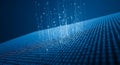 Abstract Digital Data Flow: Binary Code and Glowing Lines, Blue Tones Royalty Free Stock Photo
