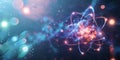 Abstract Quantum Physics Concept with Glowing Atomic Particle Royalty Free Stock Photo