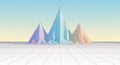 Abstract Low Poly Mountains Landscape Wireframe Grid Sky Background Royalty Free Stock Photo