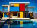 Bauhaus Inspired Mondrian Colors - Exterior View. Generative ai