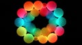 Vibrant Rainbow Spheres Arranged In A Circular Pattern Against A Black Background Royalty Free Stock Photo