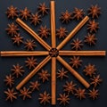 Star Anise and Cinnamon Sticks Arranged in a Mandala Pattern Royalty Free Stock Photo
