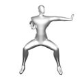 3D Render of Silver Stickman Karate Pose punching with left palm - Perfect Visual for Martial Arts Fans