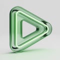 3D Green Glass Play Button with Neon Glow Royalty Free Stock Photo