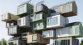 Eco-Friendly Modular Housing Complex with Solar Panels and Green Roofs Royalty Free Stock Photo