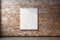 Ai Generative Empty white poster on brick wall. Mock up, 3D Rendering Royalty Free Stock Photo