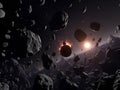 Asteroid Field Collision: A Dramatic Space Rock Impact Royalty Free Stock Photo