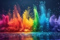A visually striking explosion of colored powder, frozen in time like a burst of creativity, offering a unique Royalty Free Stock Photo