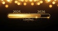 Golden progress bar loading from 2025 to 2026 with sparkling lights in the background background image Royalty Free Stock Photo