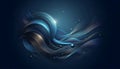 Visually striking gradient wave background with a sophisticated blue with gold color scheme Royalty Free Stock Photo