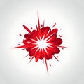 Red explosive burst illustration over white background for graphic resources. Royalty Free Stock Photo