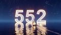 Sailing towards the future: 552 numbers illuminated in the night sky with constellations and shooting stars over the ocean. Royalty Free Stock Photo