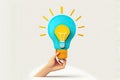 Idea concept with hand holding light bulb Royalty Free Stock Photo