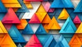Vibrant Multicolored Triangles Pattern with Geometric Shapes and Abstract Design Royalty Free Stock Photo