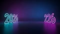 Neon Numbers 2026 and 226 on Dark Background Royalty Free Stock Photo