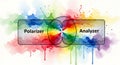Polarizer and analyzer concept with colorful watercolor design for presentations Royalty Free Stock Photo