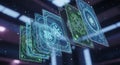 Futuristic Digital Interface Cards Royalty Free Stock Photo