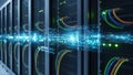Data Center Server Racks with Digital Overlay Royalty Free Stock Photo