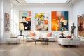 Visually Striking Modern Art: A Serene Living Room Showcase Royalty Free Stock Photo