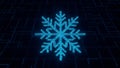 Digital Snowflake Symbol Made of Blue Binary Code and Hexadecimal Numbers on a Dark Circuit Board Background Royalty Free Stock Photo