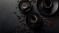 a visually stunning coffee promotion graphic using dark colors to highlight the richness and depth of flavor.