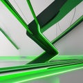 A visually stunning 3D composition with lively green neon lines moving dynamically over a dark and mysterious canvas4