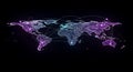 A visually stunning digital world map displaying interconnected global communication and data networks. Royalty Free Stock Photo