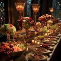 Visually Stunning Dining Setup for Reception Buffet