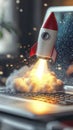 Dynamic Rocket Launching from Laptop with Steam Clouds