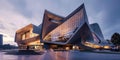 A visually stunning modern architectural masterpiece captured in a striking dusk setting AIG59