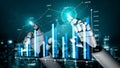 Futuristic Robot Hands Analyzing Data Trends Through Graphs and Charts in a Technology-Driven Business Environment at Royalty Free Stock Photo