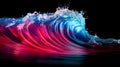 a visually stunning scene with a big neon wave background, pulsating with vibrant energy. The neon wave, AI-generated