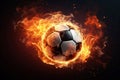 Visually-stunning Soccer ball fire mockup. Generate Ai Royalty Free Stock Photo