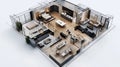visuliztion high tech ai rendering of a 3d floor plan Royalty Free Stock Photo