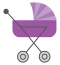 Vitage pink baby stroller vector illustration Royalty Free Stock Photo