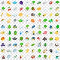 100 vital icons set, isometric 3d style