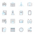 Vital industry linear icons set. Healthcare, Pharmaceuticals, Medical devices, Biotechnology, Life sciences, Hospitals