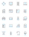 Vital industry linear icons set. Healthcare, Pharmaceuticals, Medical devices, Biotechnology, Life sciences, Hospitals