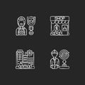 Vital services chalk white icons set on black background Royalty Free Stock Photo