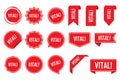 Vital tag set in red. Vector illustration