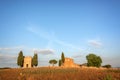 Vitaleta Chapel, Tuscan landscape near San Quirico d`Orcia, Siena, Tuscany Italy Royalty Free Stock Photo