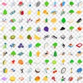 100 vitality icons set, isometric 3d style