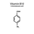 Vitamin B10. 4-Aminobenzoic acid Molecular chemical formula. Infographics. Vector illustration on isolated background. Royalty Free Stock Photo